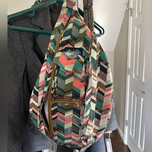 Kavu sling bag, salmon teal block design, good condition